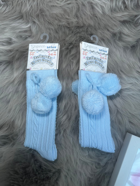 Knee high pom pom socks